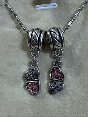 2 Mom Daughter Heart Split Up Necklace Bundle Set 18"